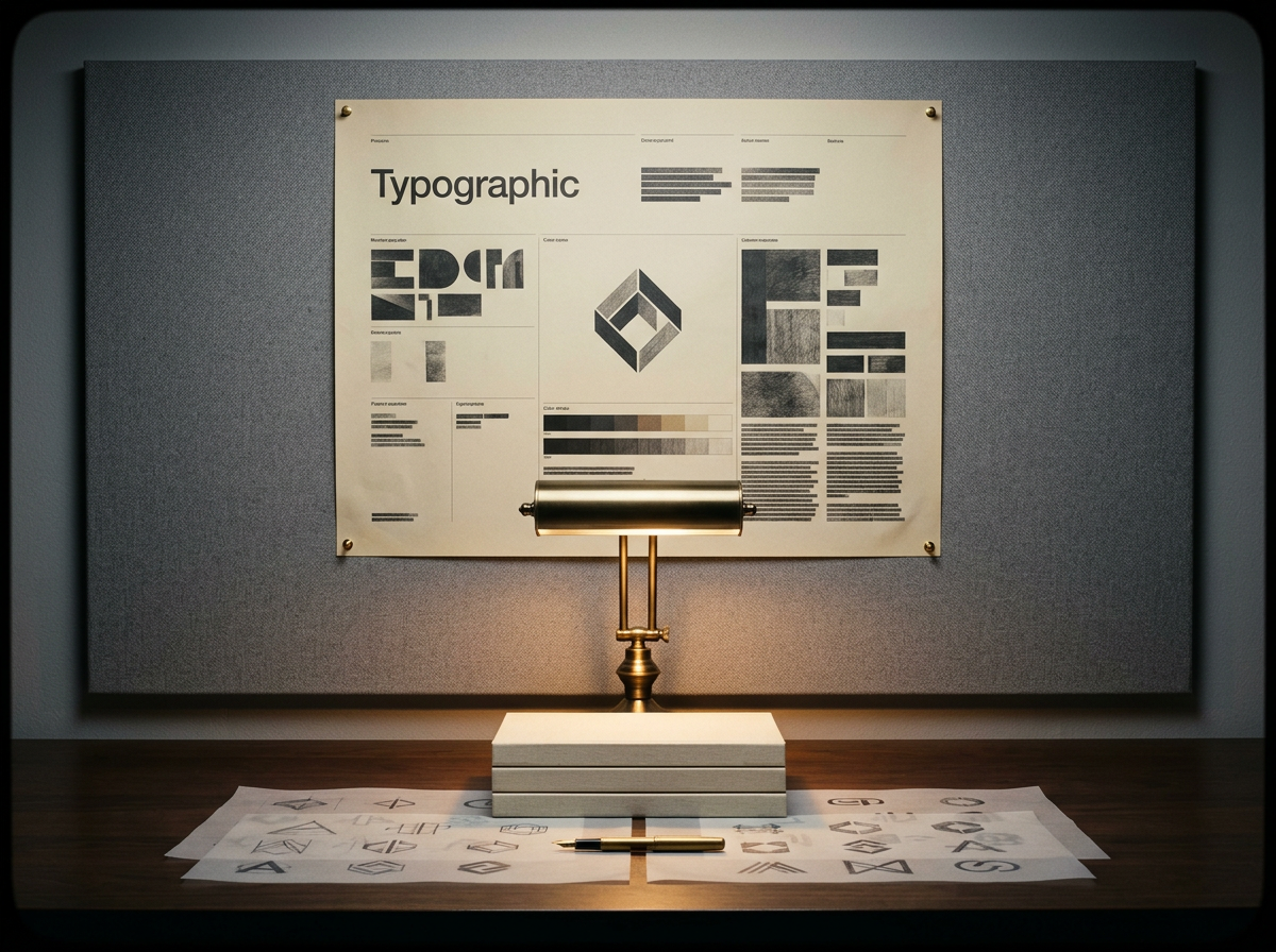 Brand strategy and creative studio workspace — modern healthcare brand identity design in progress