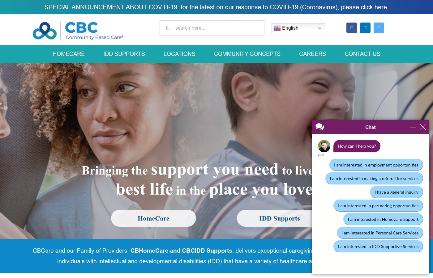 CBC (Care Beyond Compare) previous website — before Strategy Collective redesign